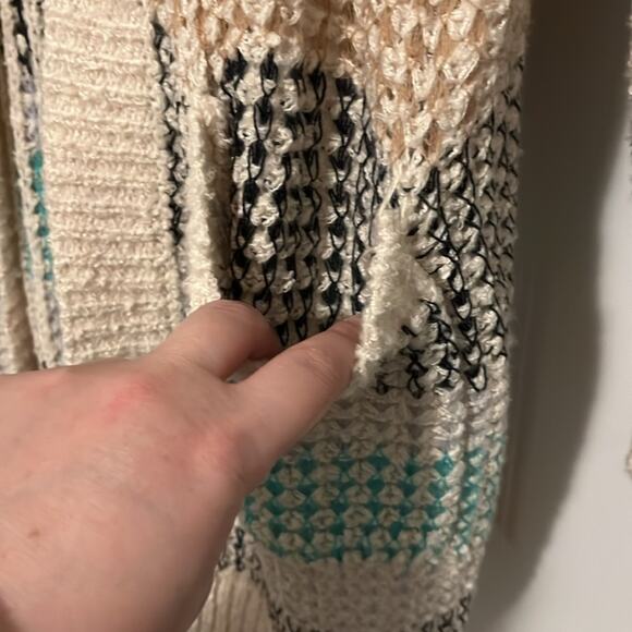 Jardin by Macris Oversized Striped Open Front Boho Cardigan Sweater - Picture 5 of 9